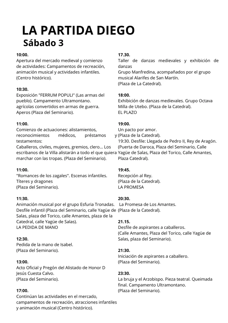 Teruel celebra 'La Partida de Diego' este sábado con entrada gratuita