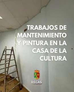 Recas renueva su Casa de la Cultura con trabajos de pintura y mantenimiento
