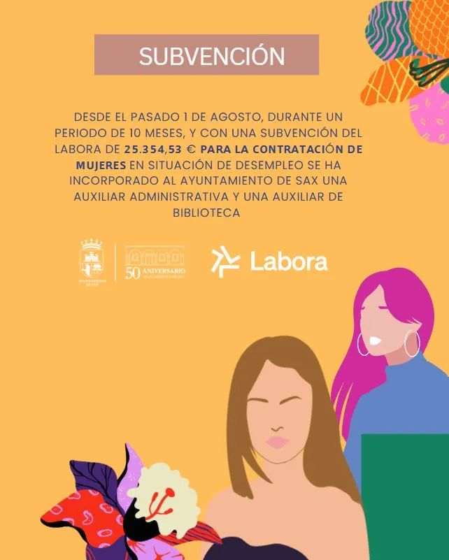 Sax contrata a dos desempleadas gracias a una ayuda de LABORA