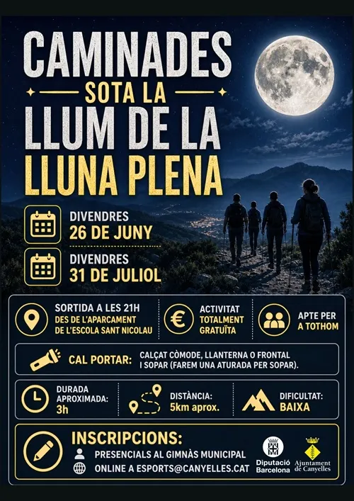 Canyelles recupera las caminatas nocturnas bajo la luna llena este verano