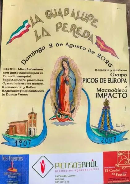 La Pereda en Llanes celebra la fiesta de Nuestra Señora de Guadalupe con misa, procesión y romería