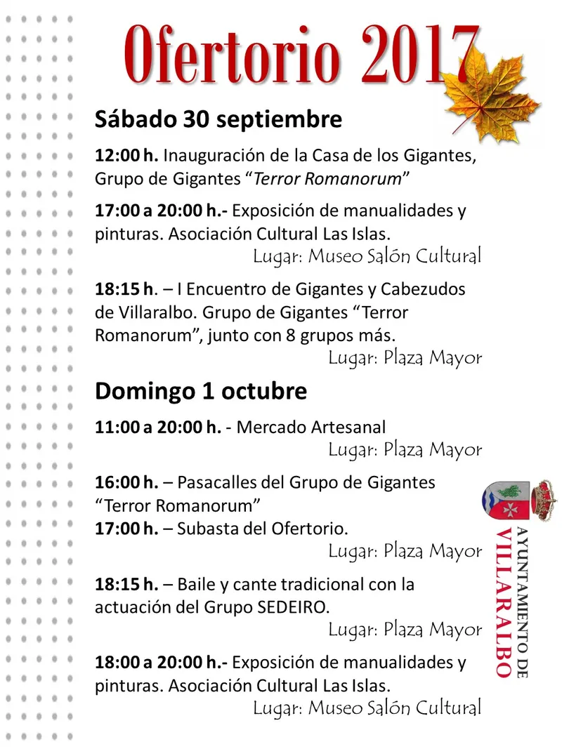 Villaralbo celebra el Ofertorio con un programa de actividades culturales y tradicionales