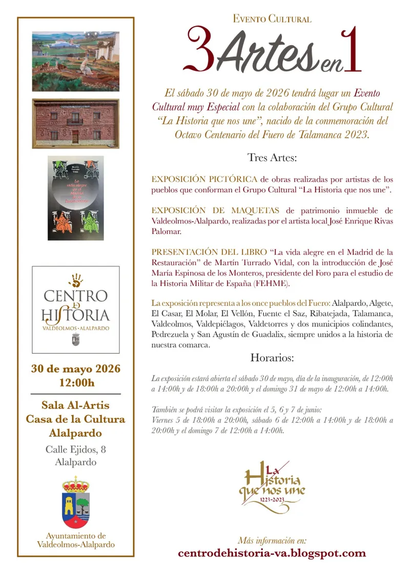 Valdeolmos-Alalpardo celebra '3 Artes en 1' con exposiciones y presentación de libro