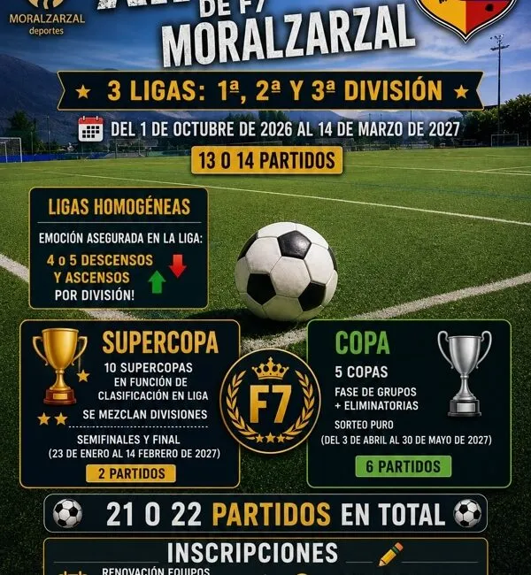 Moralzarzal abre inscripciones para la XII Liga de Fútbol 7 con tres divisiones y dos copas