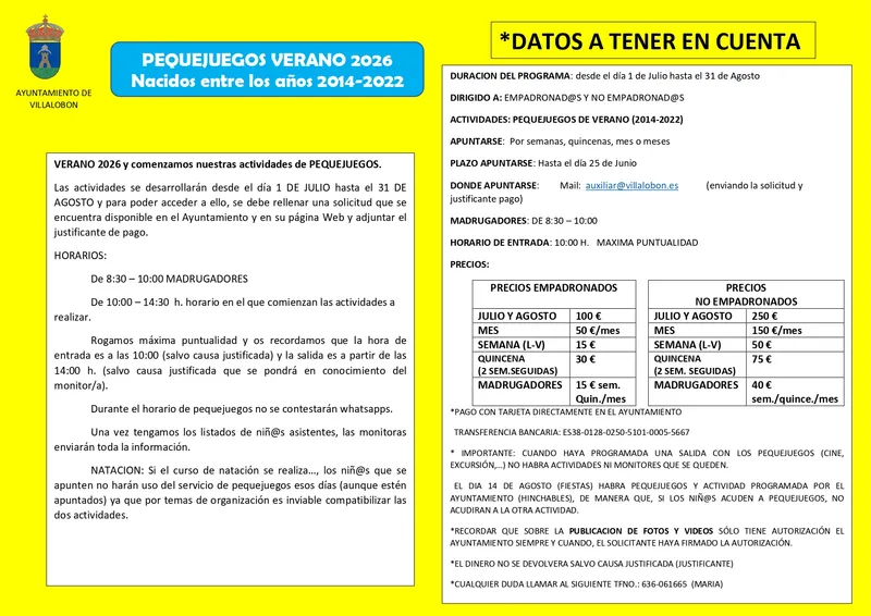 Villalobón convoca los 'Pequejuegos' de verano 2026 para niños