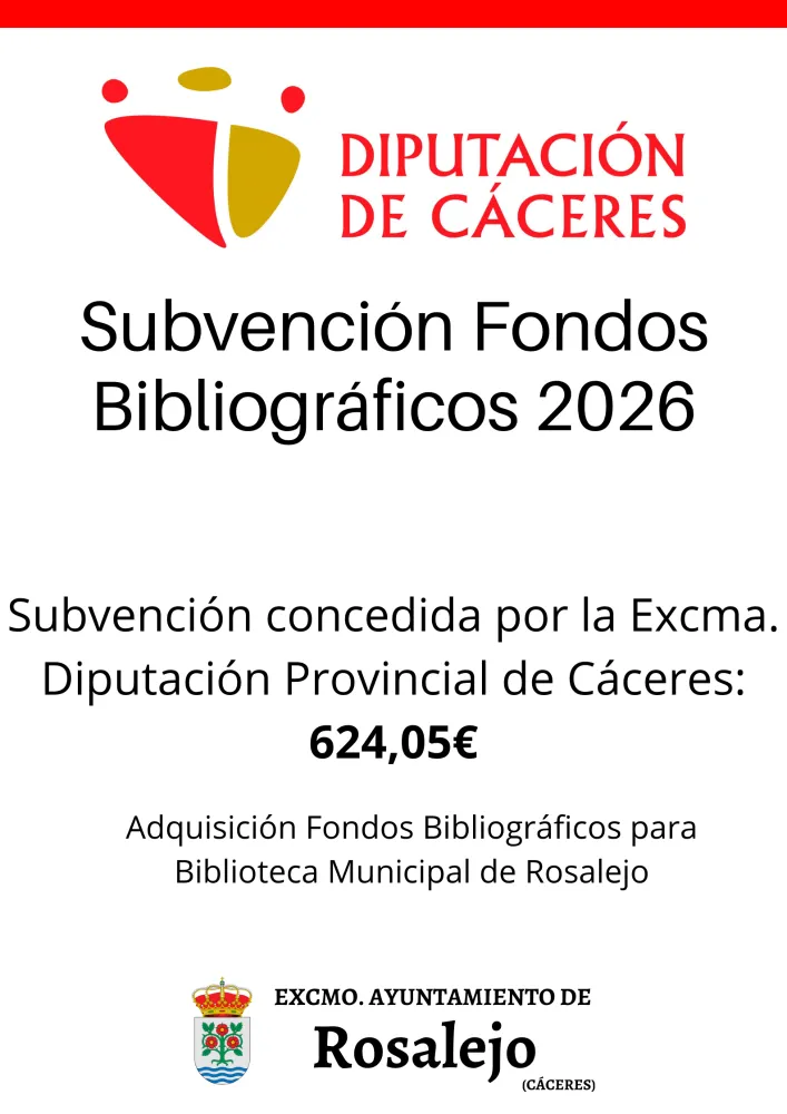 Diputación de Cáceres destina fondos bibliográficos a Rosalejo en 2026