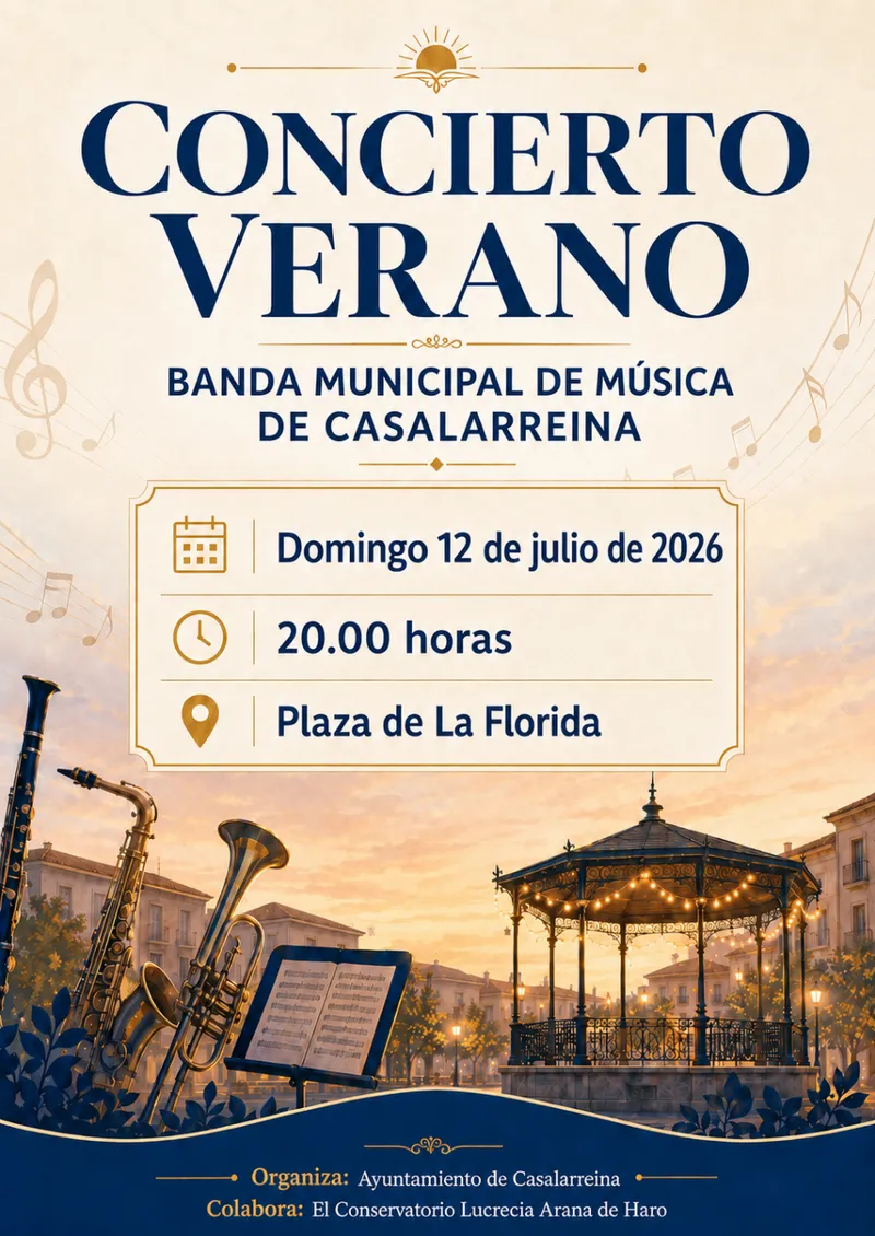 La Banda Municipal de Música de Casalarreina ofrece concierto el 12 de julio