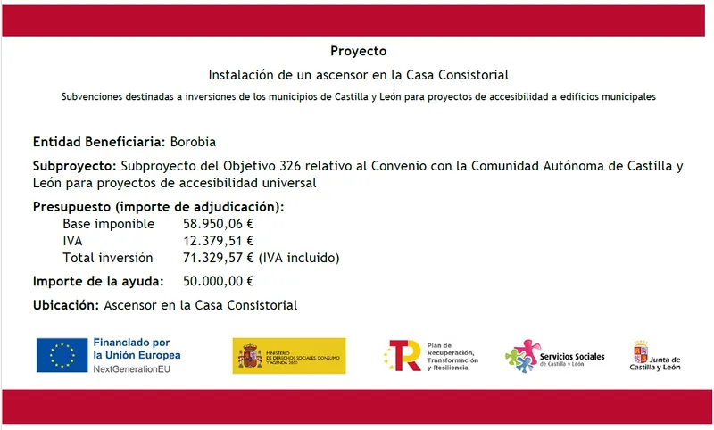 Borobia recibe fondos europeos para mejorar la accesibilidad de sus edificios municipales
