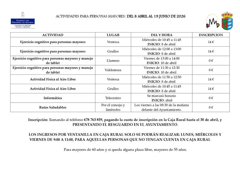 Candamo impulsa actividades para mayores de 60 años entre abril y junio