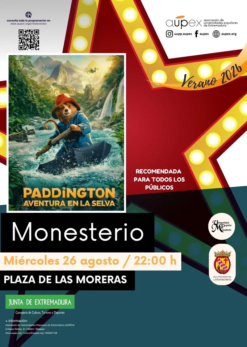 Monesterio proyectará 'Paddington: Aventura en la Selva' este miércoles
