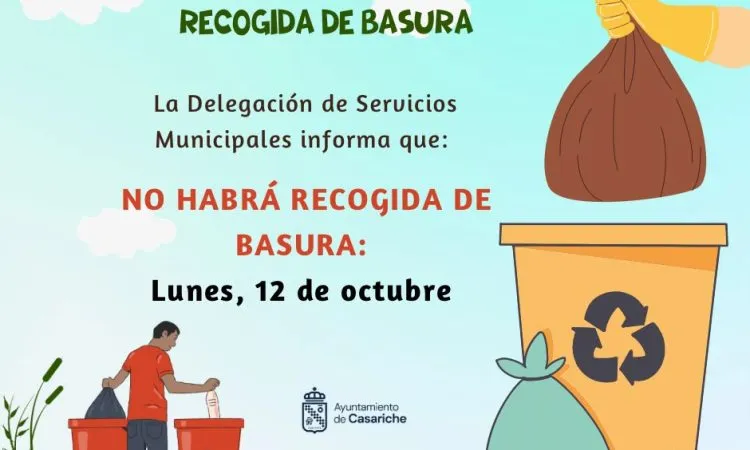 Casariche suspende la recogida de basura el 12 de octubre por festivo