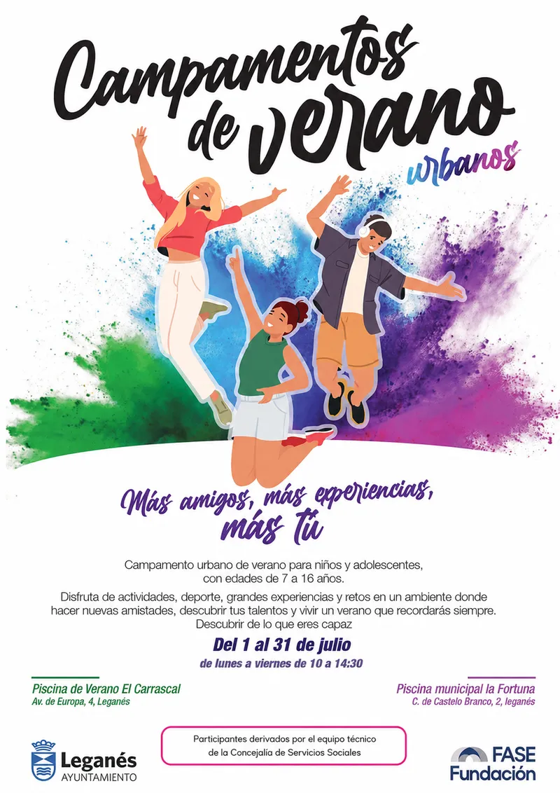 Leganés ofrece 45 plazas gratuitas de campamento de verano para familias en riesgo de exclusión