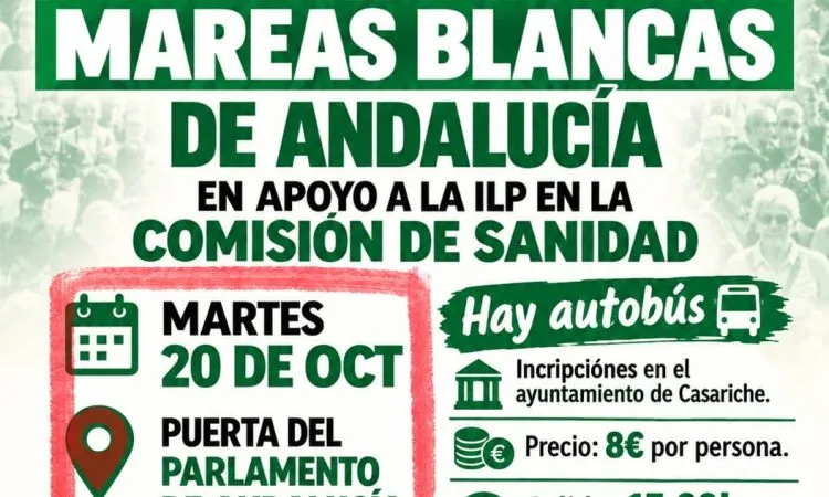 Casariche convoca a los ciudadanos a una marcha en defensa de la sanidad pública en el Parlamento Andaluz