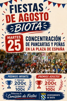 Biota celebra la Concentración de Pancartas y Peñas el 25 de agosto