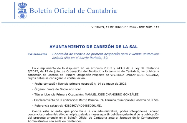 Información pública sobre construcción de vivienda unifamiliar en Vernejo