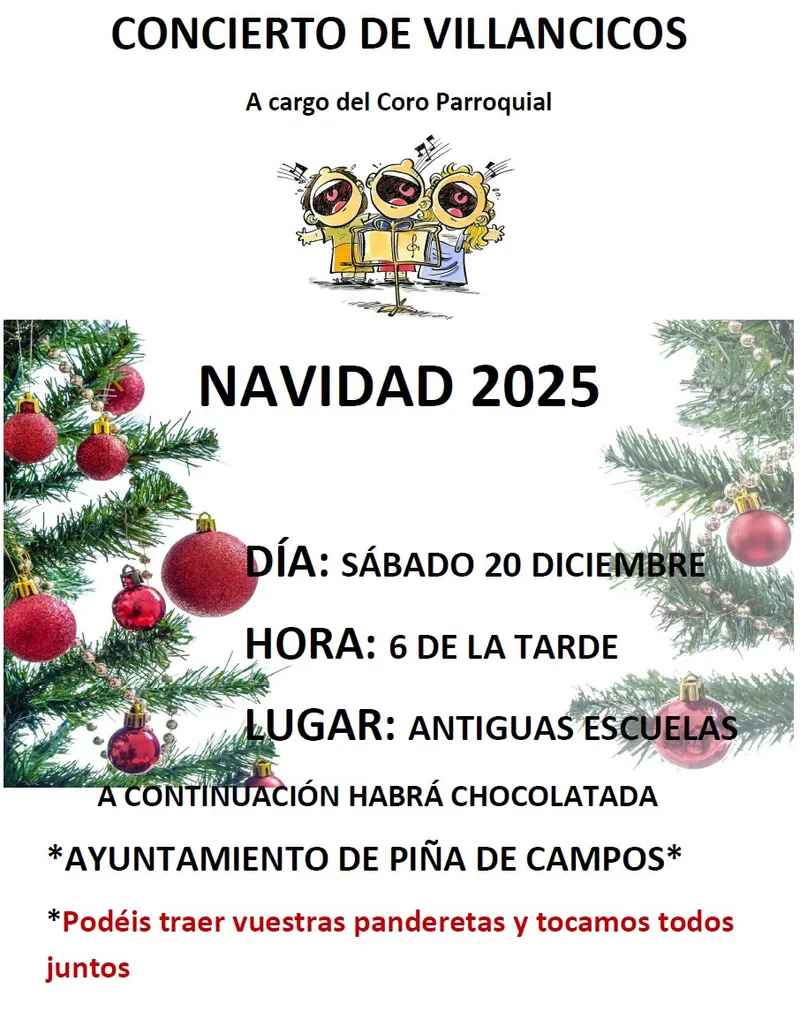 Piña de Campos celebra la Navidad con un concierto de villancicos y chocolatada
