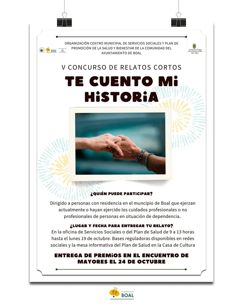 Boal lanza el V Concurso de Relatos Cortos "Te Cuento mi Historia" para visibilizar el cuidado de dependientes