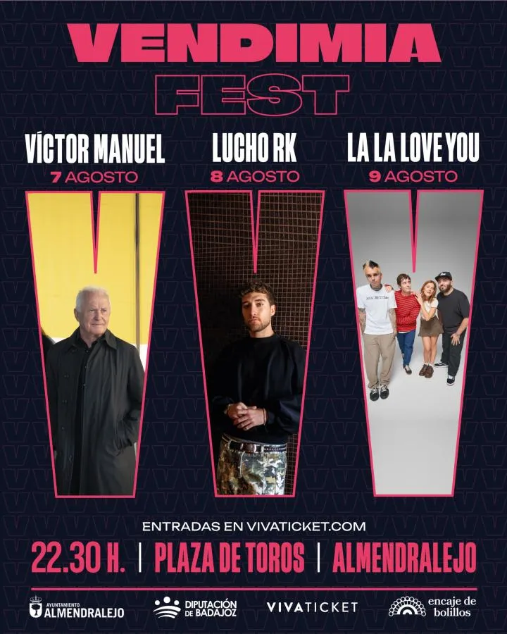 Almendralejo vibra este verano con el 'Vendimia Fest' y las actuaciones de Víctor Manuel, Lucho y La La Love You