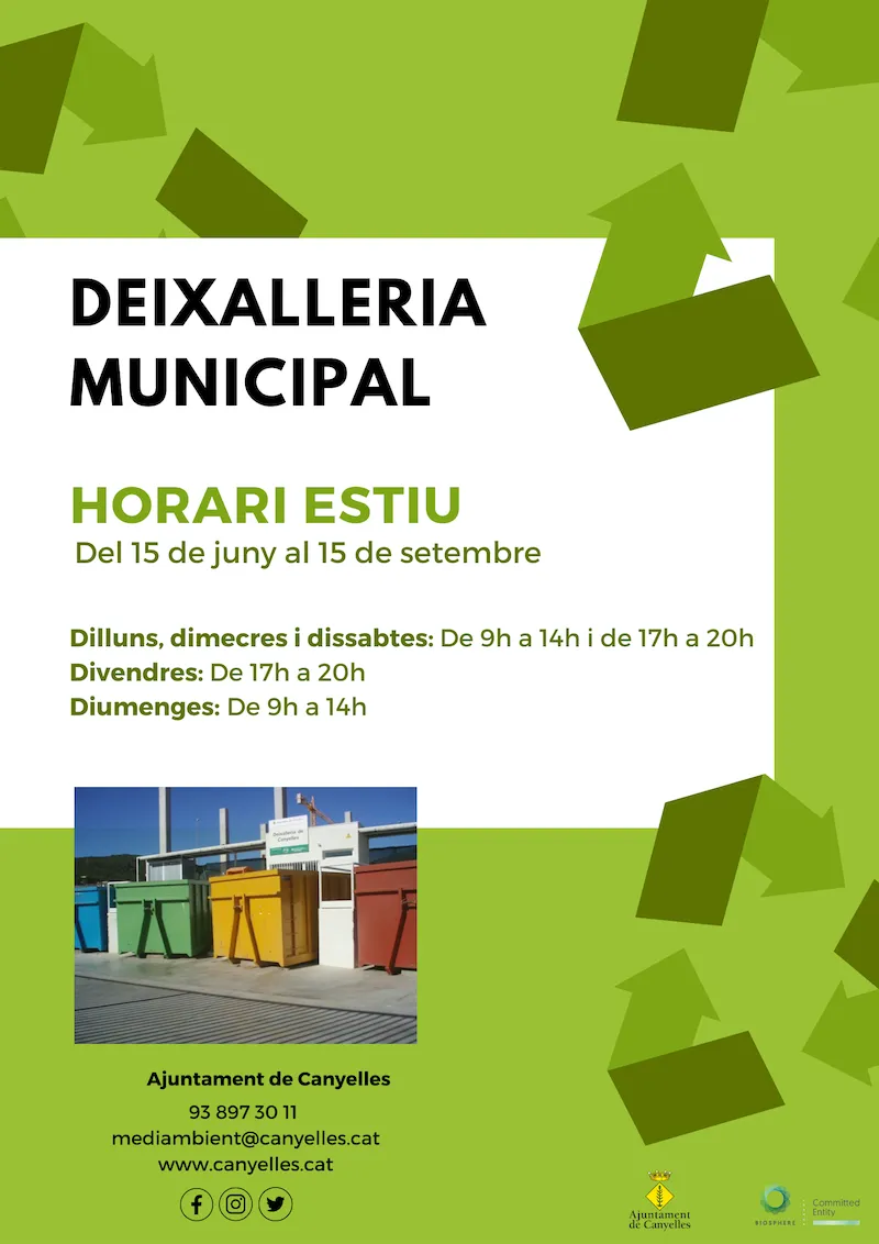 Canyelles estrena horario de verano en la deixalleria y ofrece bonificaciones
