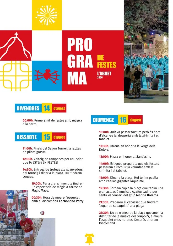L'Abdet celebra las fiestas de la Mare de Déu dels Dolors del 14 al 18 de agosto