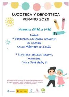 Ocaña confirma las admisiones para la Ludoteca y Deporteca de Verano 2026