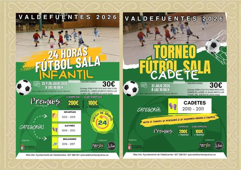 Valdefuentes celebra sus torneos de fútbol sala cadete y 24H