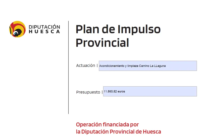 La Diputación Provincial de Huesca financia el acondicionamiento del Camino La Llaguna en Villanova