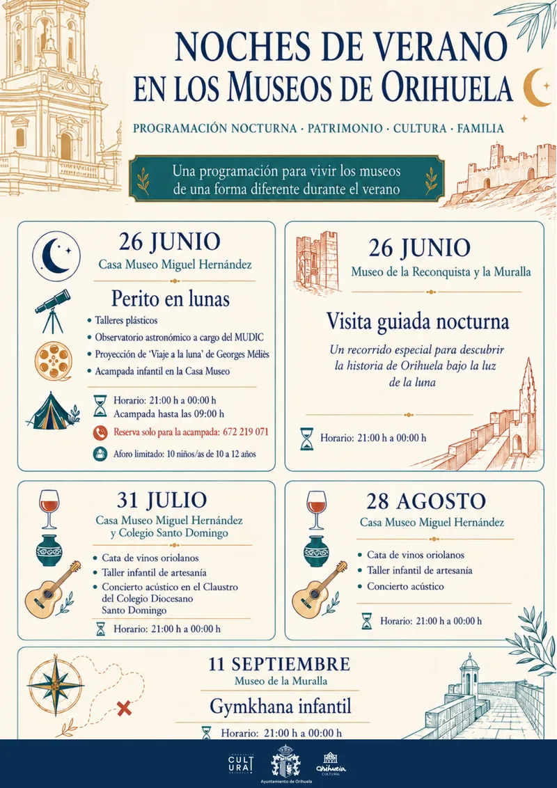 Orihuela celebra el verano con museos de noche y experiencias culturales