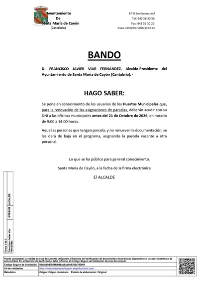 Santa María de Cayón renueva las parcelas de los Huertos Municipales