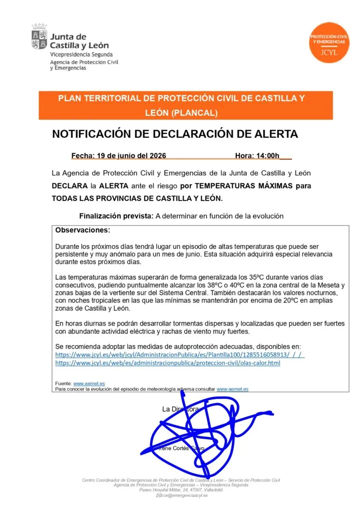 Alerta por calor intenso en Castilla y León: máximas de hasta 40°C y noches tropicales