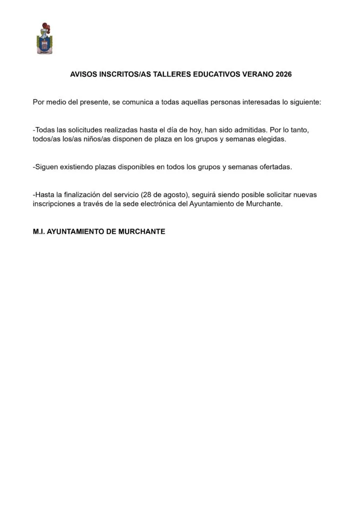 Murchante abre inscripciones para talleres educativos de verano 2026