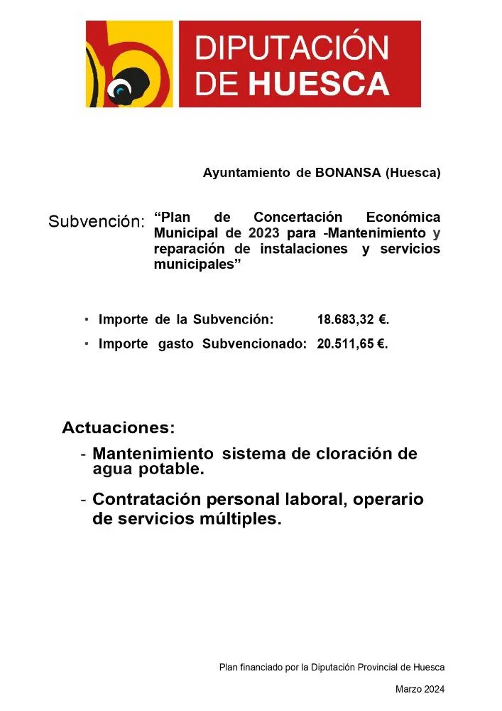La Diputación de Huesca destina fondos para el mantenimiento de servicios municipales