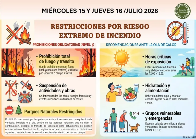 Aigües implementa restricciones por riesgo extremo de incendio
