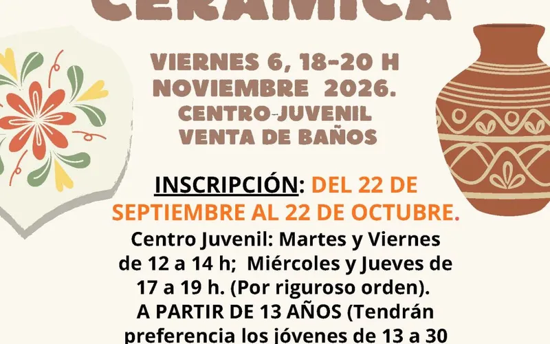 Abierto el plazo de inscripción para el taller de cerámica en Venta de Baños