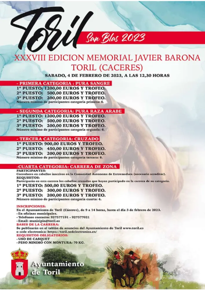 Toril anuncia las Carreras de Caballos de San Blas 2023