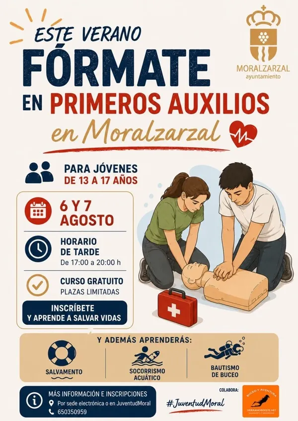Moralzarzal lanza un taller gratuito de primeros auxilios y socorrismo acuático para jóvenes