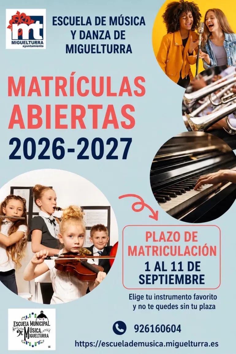 Escuela de Música de Miguelturra abre plazo extraordinario de matrícula