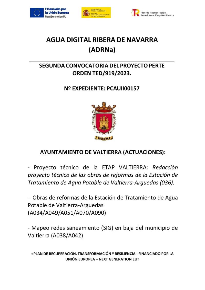 Valtierra impulsa la mejora y digitalización de su red de agua con fondos europeos