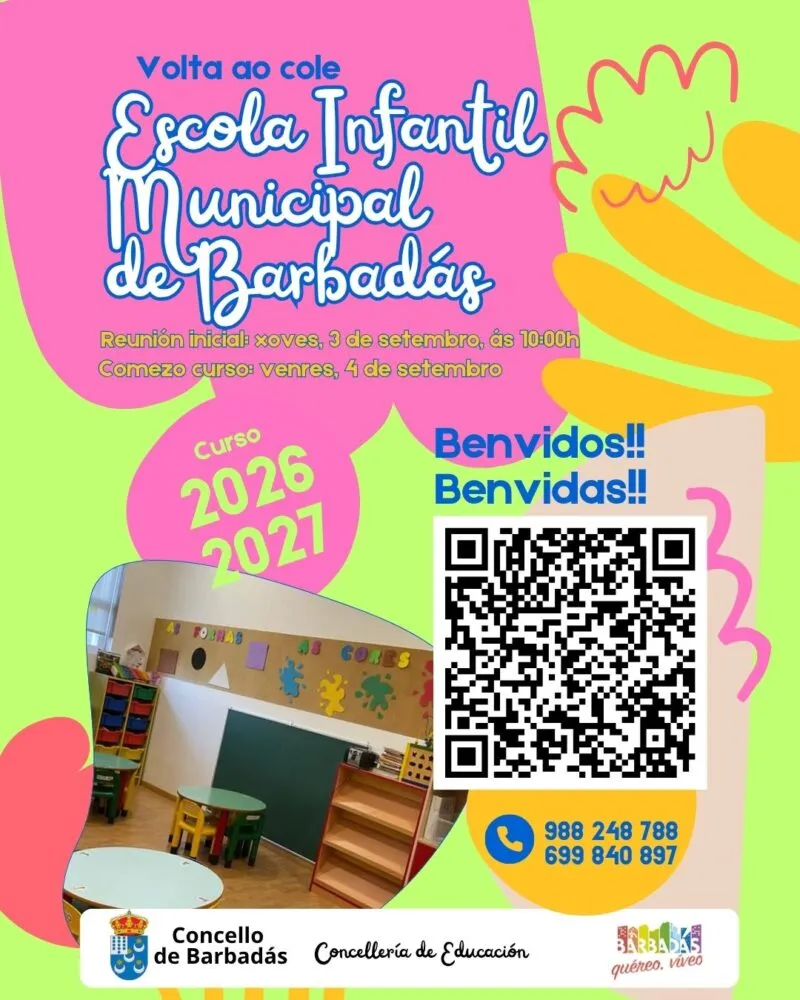 Barbadás convoca la reunión inicial para el curso 2026/2027 en su Escola Infantil Municipal
