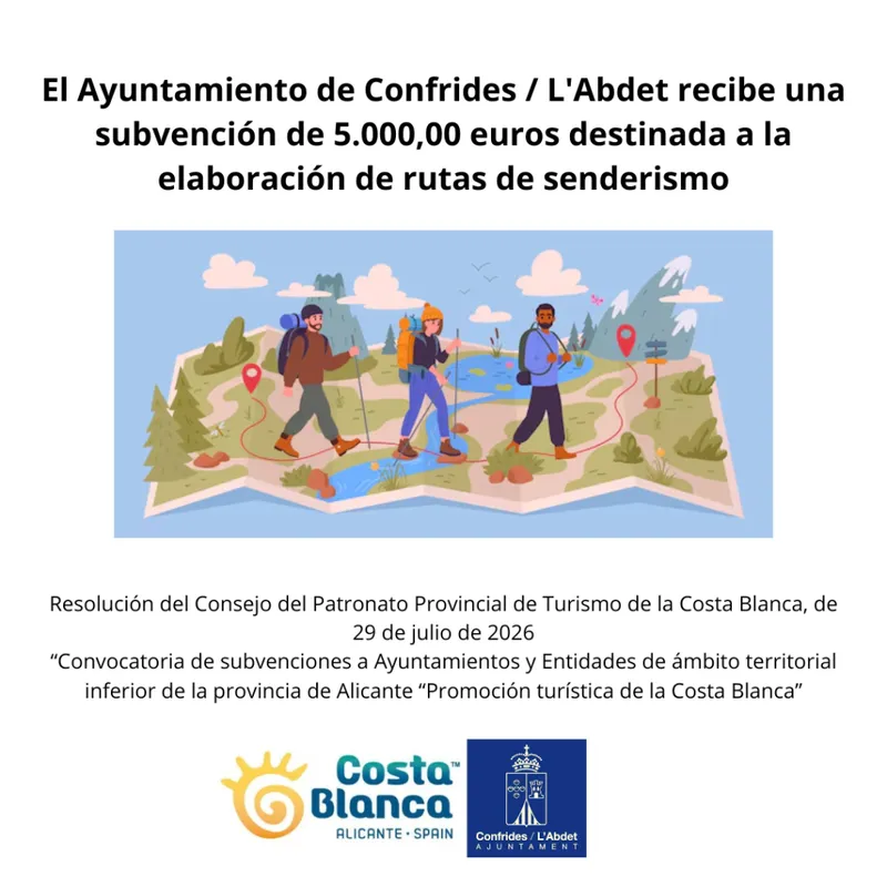 Confrides recibe 5.000 euros para diseñar rutas de senderismo