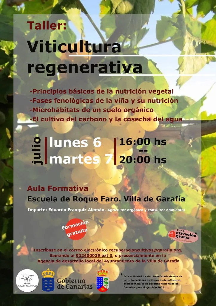 Garafía impulsa la viticultura regenerativa con un taller gratuito en julio