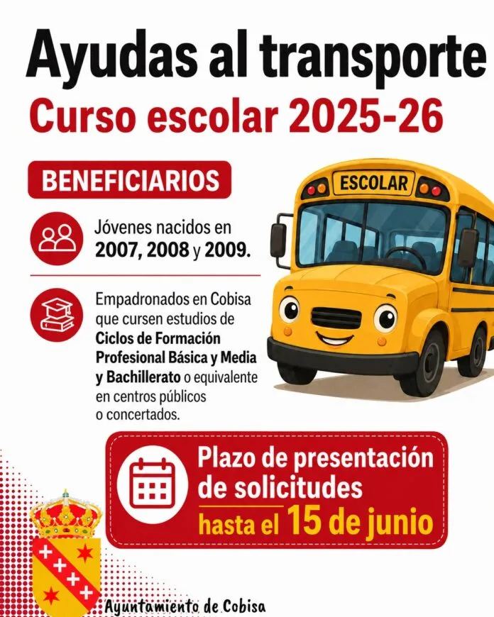 Cobisa abre el plazo para solicitar ayudas al transporte escolar y de bachillerato