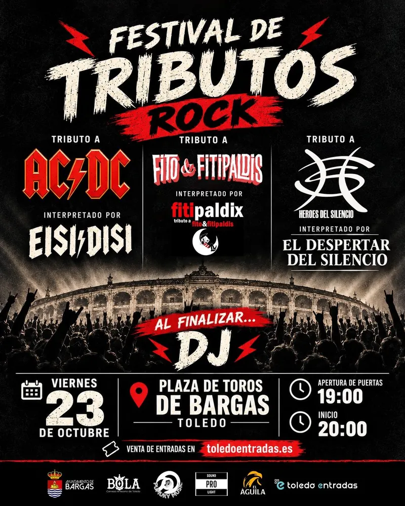 Bargas celebra el Festival Rock Tributos en la Plaza de Toros el 23 de octubre