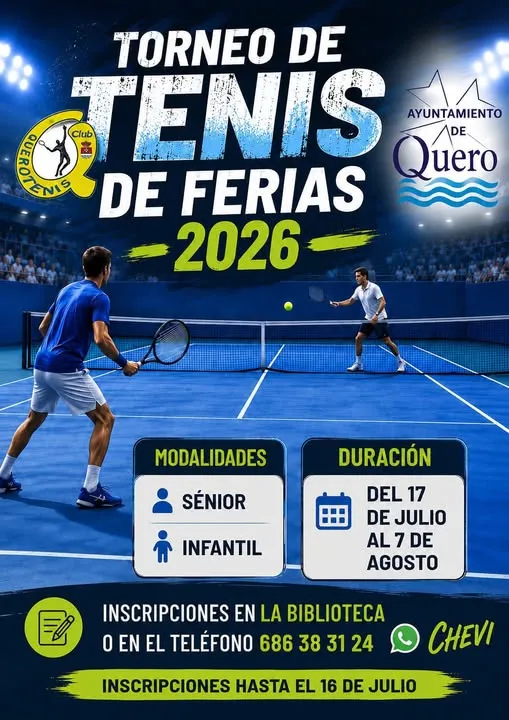 El torneo de tenis de ferias de Quero regresa del 17 de julio al 7 de agosto
