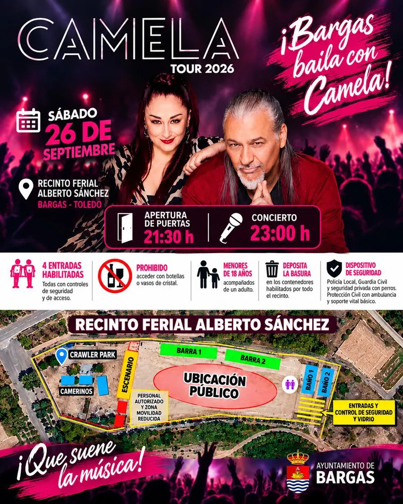 Camela actuará este sábado en Bargas en un concierto con medidas de seguridad reforzadas