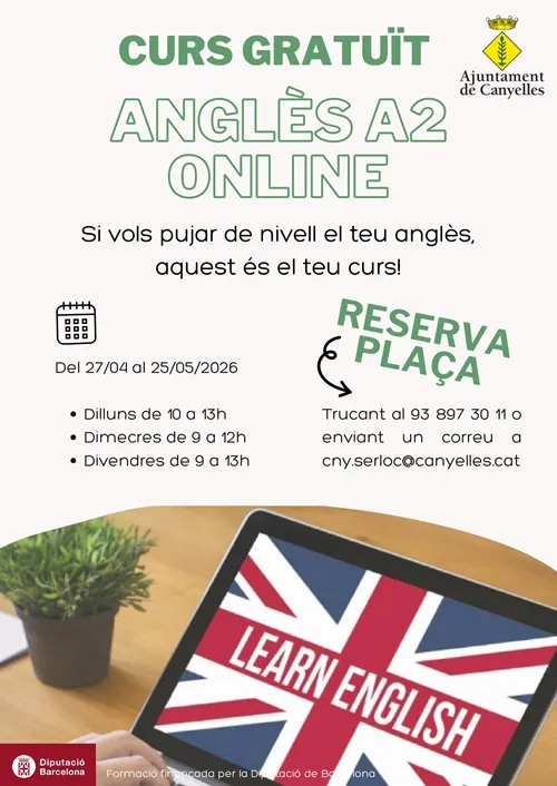 Canyelles ofrece un curso gratuito de inglés A2 online para mejorar la empleabilidad