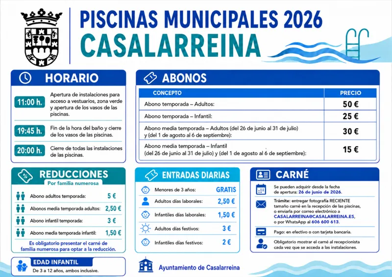 Casalarreina abre las piscinas municipales con nuevas tarifas y bonificaciones