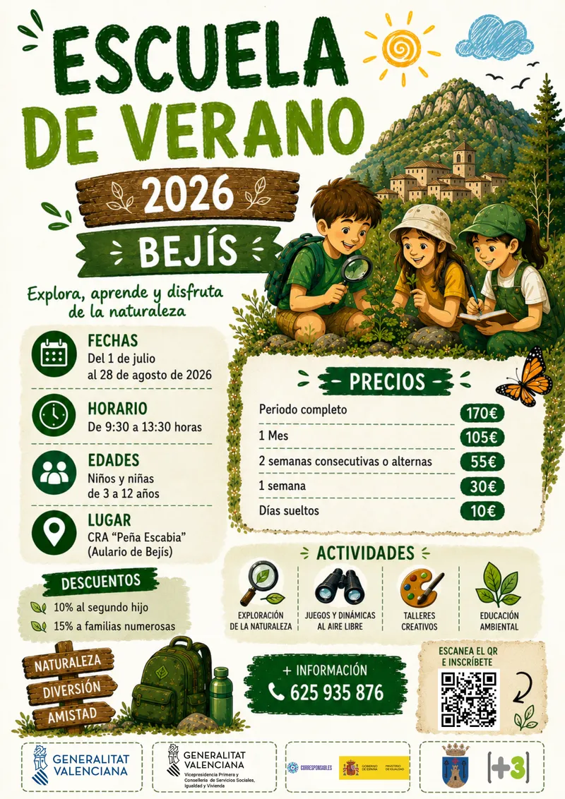 Bejís abre su escuela de verano para niños de 3 a 12 años en julio y agosto