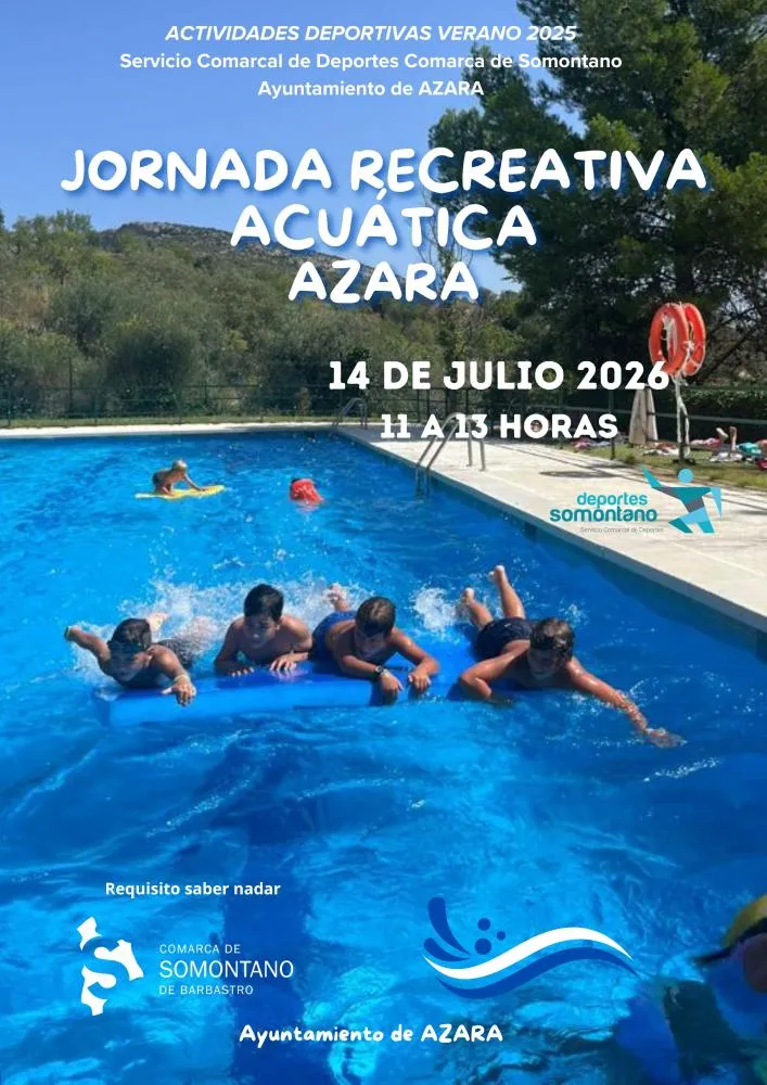 Azara celebra jornada acuática en sus piscinas municipales el 14 de julio