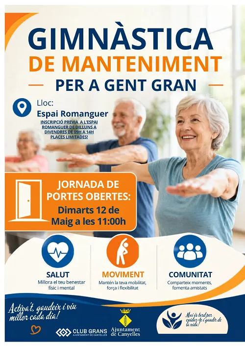 Agenda de Canyelles: Gimnasia para mayores, exposiciones y excursiones en mayo